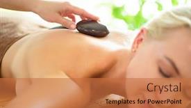  Presentation with spa concept stone - Presentation design featuring young-woman-getting-hot-stone background and a red colored foreground