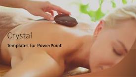  Presentation with spa concept stone - Slides having young-woman-getting-hot-stone background and a coral colored foreground