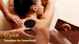  Presentation with spa concept stone - PPT layouts with young woman getting hot stone massage in spa salon beauty treatment concept background and a tawny brown colored foreground