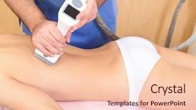  Presentation with massage therapy - Colorful PPT theme enhanced with young woman getting massage therapy backdrop and a lemonade colored foreground