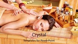  Presentation with herbal - Theme with young woman getting massage background and a  colored foreground