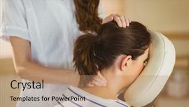  Presentation with massage therapy - Colorful presentation theme enhanced with young woman getting massage backdrop and a coral colored foreground