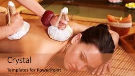  Presentation with bamboo - Slide deck with young woman getting massage background and a coral colored foreground