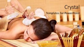  Presentation with herbal - Presentation with young woman getting massage background and a coral colored foreground