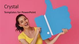  Presentation with blue pink - Colorful presentation enhanced with young woman girl with cartoon backdrop and a coral colored foreground