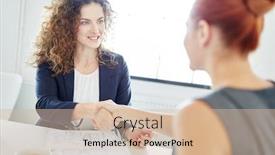  Presentation with job interview - Cool new PPT layouts with young-woman-gives-architect-handshake backdrop and a soft green colored foreground