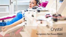  Presentation with blood - Cool new slides with young woman giving blood backdrop and a lemonade colored foreground