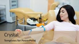  Presentation with blood - Colorful PPT theme enhanced with young woman giving her blood backdrop and a coral colored foreground
