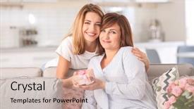  Presentation with sportswoman boxing woman - Presentation theme featuring young woman giving her mother background and a soft green colored foreground