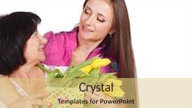  Presentation with woman praying over bible - Audience pleasing slide deck consisting of young woman greeting her mother backdrop and a yellow colored foreground