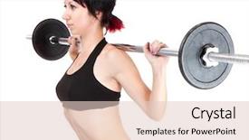  Presentation with hang - PPT layouts featuring young woman hang up hands weight close up background and a lemonade colored foreground