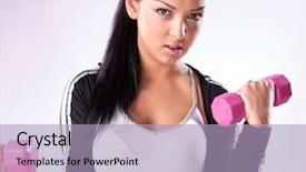  Presentation with hang - Amazing slides having young woman hang up hands weights studio shot backdrop and a light blue colored foreground