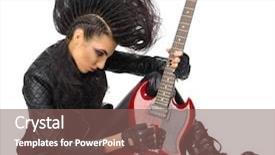  Presentation with artist - Amazing slide deck having young woman hard rock artist backdrop and a  colored foreground