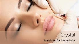  Presentation with collagen - Presentation theme featuring woman has a botox injection background and a coral colored foreground