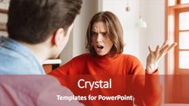  Presentation with angry - PPT theme with young woman having an argument background and a crimson colored foreground