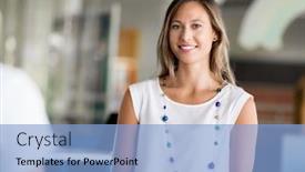  Presentation with interview - Slide deck consisting of young woman having an interview in office background and a light blue colored foreground