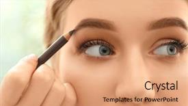  Presentation with correction - Amazing presentation theme having young woman having eyebrow correction backdrop and a coral colored foreground