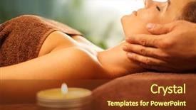  Presentation with face massage spa skin - Slides with young woman having face massage background and a tawny brown colored foreground