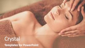  Presentation with face massage spa skin - Cool new PPT theme with young woman having face massage backdrop and a  colored foreground