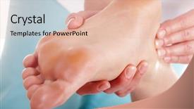  Presentation with foot massage - Beautiful PPT theme featuring young woman having foot massage backdrop and a lemonade colored foreground