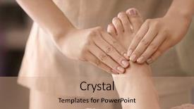  Presentation with foot treatment - Audience pleasing presentation theme consisting of young woman having foot treatment in spa salon backdrop and a coral colored foreground