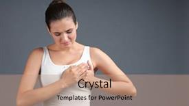  Presentation with grey - Cool new slides with young woman having heartache backdrop and a coral colored foreground