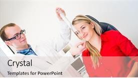  Presentation with optometry - Slide set having beautiful couple sits on a hill and hugging each other background and a violet colored foreground