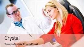  Presentation with optometry - Presentation design enhanced with young woman having her eye background and a coral colored foreground