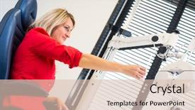  Presentation with optometry - Cool new slide deck with young woman having her eye backdrop and a lemonade colored foreground