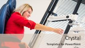  Presentation with eye doctor - PPT theme enhanced with young woman having her eye background and a lemonade colored foreground