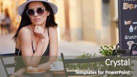  Presentation with italian - Theme consisting of young woman having italian breakfast background and a gray colored foreground