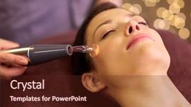  Presentation with needle - PPT theme featuring young woman having needle free background and a tawny brown colored foreground