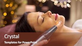  Presentation with spa concept - Amazing PPT theme having young woman having needle free backdrop and a tawny brown colored foreground