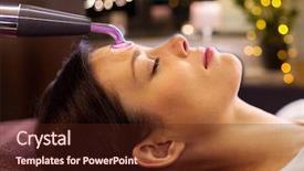  Presentation with spa concept - Amazing PPT layouts having young woman having needle free backdrop and a tawny brown colored foreground