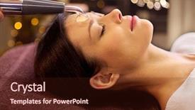  Presentation with spa concept - Colorful presentation theme enhanced with young woman having needle free backdrop and a wine colored foreground