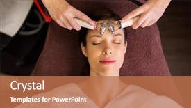  Presentation with spa concept - Amazing presentation theme having young woman having needle free backdrop and a  colored foreground