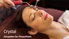  Presentation with spa concept - Slide set enhanced with young woman having needle free background and a  colored foreground