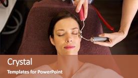  Presentation with spa concept - Presentation design with young woman having needle free background and a  colored foreground