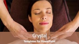  Presentation with spa concept - Slide deck featuring young woman having needle free background and a  colored foreground