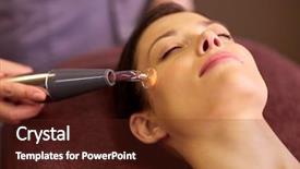  Presentation with spa concept - Presentation with young woman having needle free background and a  colored foreground