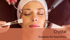  Presentation with spa concept - Audience pleasing slide set consisting of young woman having needle free backdrop and a coral colored foreground