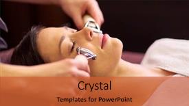  Presentation with spa concept - PPT layouts featuring young woman having needle free background and a  colored foreground