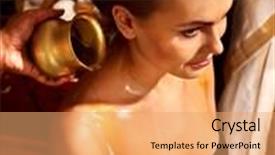  Presentation with ayurveda - Slide set enhanced with young-woman-having-oil-ayurveda background and a coral colored foreground