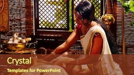  Presentation with ayurveda - Slides having young-woman-having-oil-ayurveda background and a tawny brown colored foreground