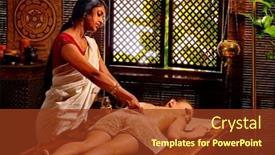  Presentation with ayurveda - Presentation theme having young-woman-having-oil-ayurveda background and a tawny brown colored foreground