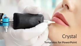  Presentation with beautician - Slides having young woman having permanent makeup background and a lemonade colored foreground