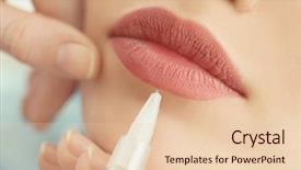  Presentation with beautician - Slides consisting of young woman having permanent makeup background and a lemonade colored foreground