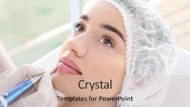  Presentation with makeup - Amazing presentation design having young woman having permanent makeup backdrop and a coral colored foreground