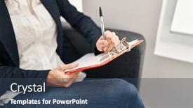  Presentation with psychology - Theme having young-woman-having-psychology-session background and a ocean colored foreground