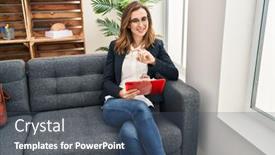  Presentation with psychology - Slide set featuring young-woman-having-psychology-session background and a ocean colored foreground